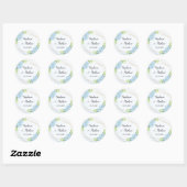 Modern Geometric Blue Hydrangea Wedding Ronde Sticker (Vel)