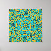 Modern Geometric Blue Oranje Kaleidoscope Pattern Canvas Afdruk (Voorkant)