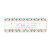 Modern Geometric Blue Oranje Return Address Etiket (Voorkant)