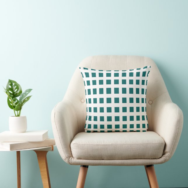 Modern Geometric Blue Squares Patroon Kussen (Stoel)