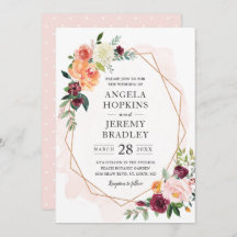 Modern Geometric Blush Bloom Floral Chic Wedding