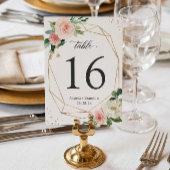 Modern Geometric Blush Floral Wedding Table Number RSVP Kaartje