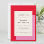 Modern Geometric Bold Pink Red Bat Mitzvah Kaart<br><div class="desc">Moderne geometrische roze roze roze bat Mitzvah Party Invitation</div>