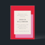 Modern Geometric Bold Pink Red Bat Mitzvah Kaart<br><div class="desc">Moderne geometrische roze roze roze bat Mitzvah Party Invitation</div>