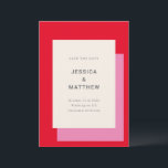 Modern Geometric Bold Pink Red Wedding Save The Date<br><div class="desc">Moderne geometrische rode roze roze stijl sparen de datum</div>