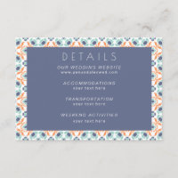 Modern Geometric Botanical Blue Oranje Wedding