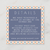Modern Geometric Botanical Blue Oranje Wedding Informatiekaartje (Voorkant)