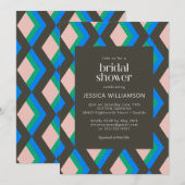 Modern Geometric Brown Blue Green Vrijgezellenfees Kaart (Voorkant / Achterkant)