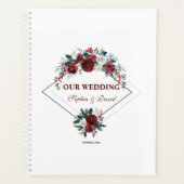 Modern Geometric Burgundy Navy Blue Floral Wedding Planner (Voorkant)