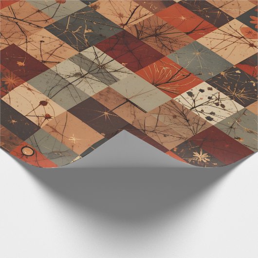 Modern Geometric Christmas Grid Seamless Pattern Cadeaupapier (Hoek)