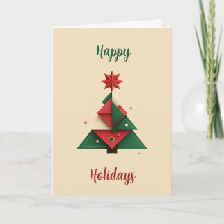 Modern Geometric Christmas Tree Card  Feestdagen Kaart