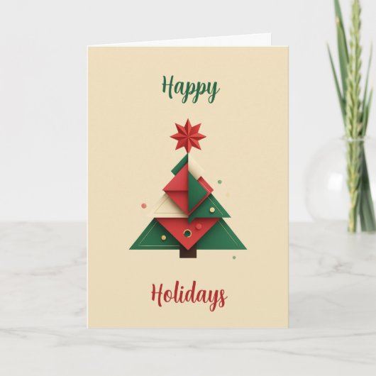 Modern Geometric Christmas Tree Card Feestdagen Kaart (Voorkant)
