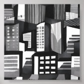 Modern Geometric City | Black & White Contemporary Poster (Voorkant)