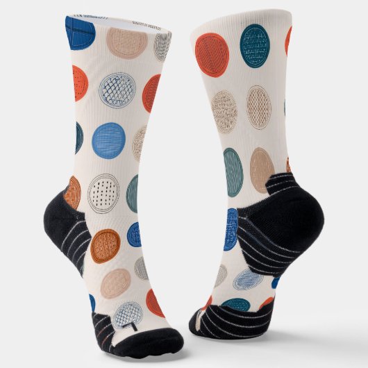 Modern Geometric Coin Pattern Socks Sokken (Gebogen)