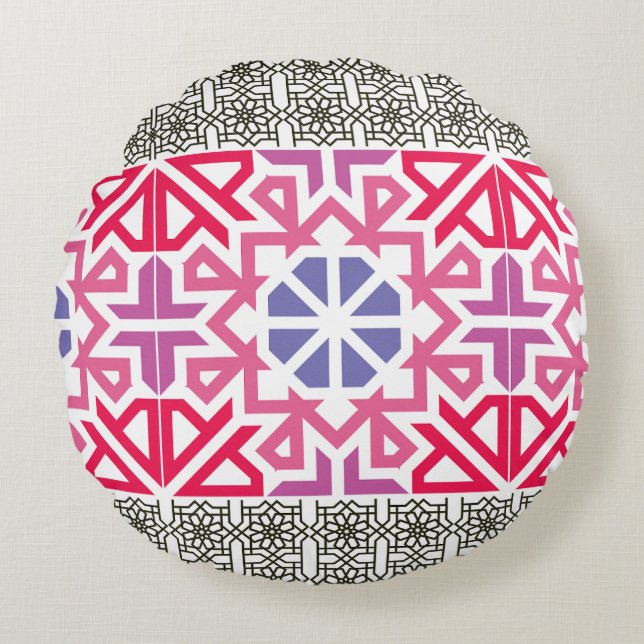 Modern Geometric colorful Boho Pattern Rond Kussen (Voorkant)