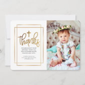 Modern Geometric Cross Photo Baptisme Dank je Bedankkaart (Voorkant)