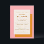 Modern Geometric Cute Bat Mitzvah Pink Oranje Kaart<br><div class="desc">Modern Geometric Cute Bold Stylish Bat Mitzvah Party Invitation in Roze and Oranje</div>