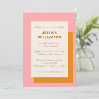 Modern Geometric Cute Bat Mitzvah Pink Oranje