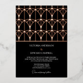 Modern Geometric Deco Black Real Roos Gold Wedding Folie Uitnodiging (Voorkant)