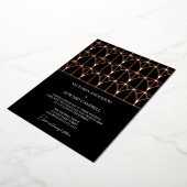 Modern Geometric Deco Black Real Roos Gold Wedding Folie Uitnodiging (Gedraaid)