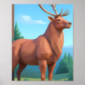 Modern Geometric Design: Low Poly Reindeer  Poster (Voorkant)