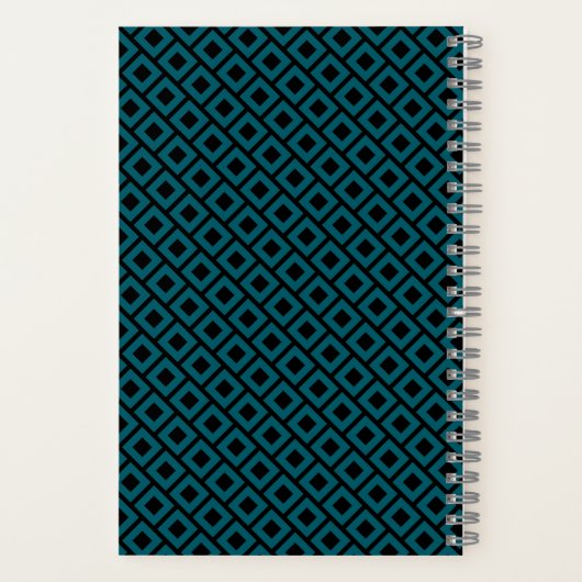 Modern Geometric Diamond Pattern in Deep Teal Notitieboek (Achterkant)