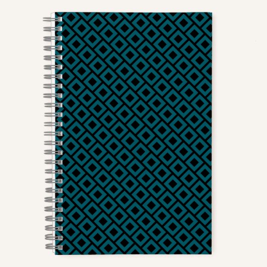 Modern Geometric Diamond Pattern in Deep Teal Notitieboek (Voorkant)