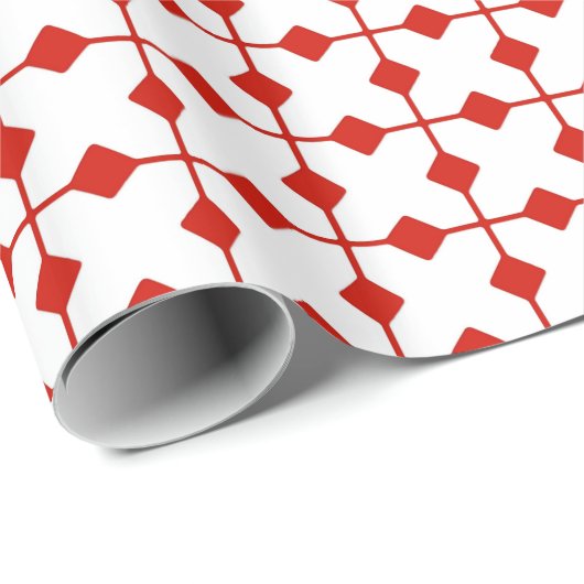 Modern Geometric, Diamonds - Donkerrood en wit Cadeaupapier (Rol Hoek)