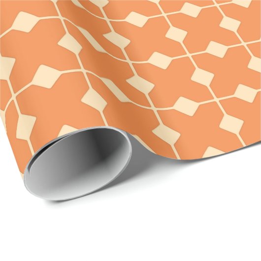 Modern Geometric, Diamonds - Mandarijns oranje Cadeaupapier (Rol Hoek)