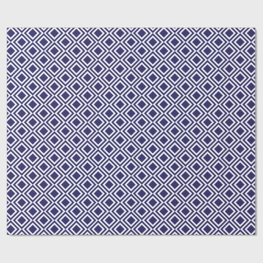 Modern Geometric Diamonds Navy Blue Cadeaupapier (Vlak)