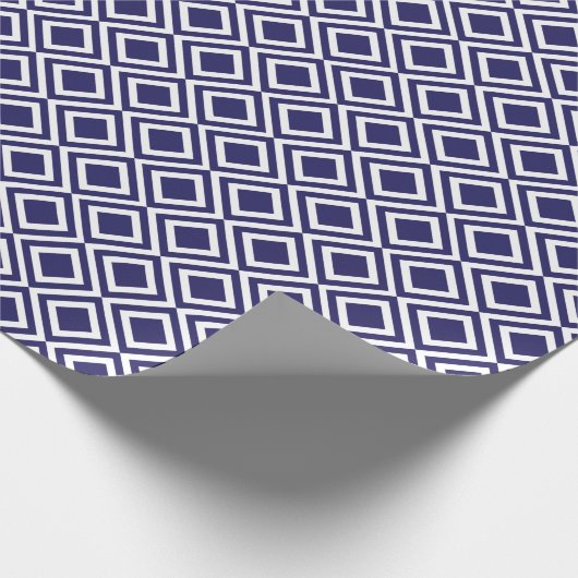 Modern Geometric Diamonds Navy Blue Cadeaupapier (Hoek)