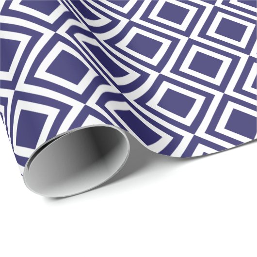 Modern Geometric Diamonds Navy Blue Cadeaupapier (Rol Hoek)