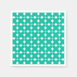 Modern Geometric, Diamonds - Turquoise en White Servet