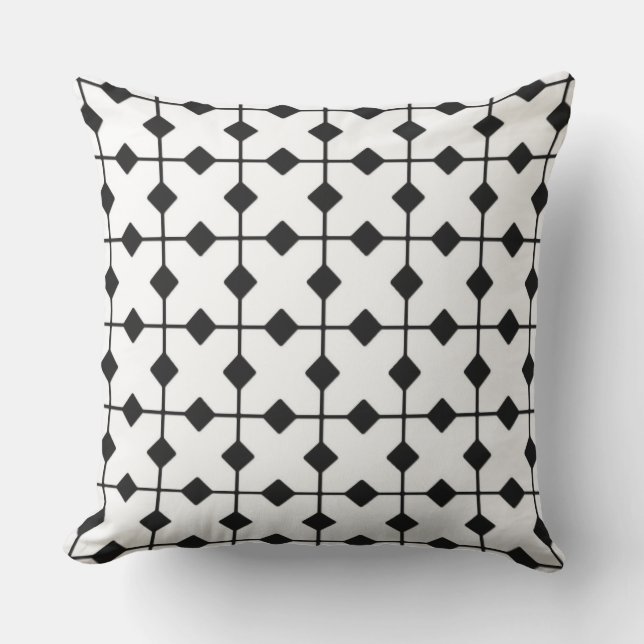 Modern Geometric, Diamonds - Wit en zwart Buitenkussen (Voorkant)