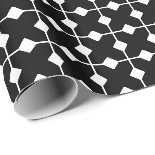 Modern Geometric, Diamonds - Zwart-wit Cadeaupapier (Rol Hoek)