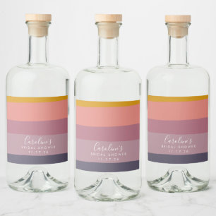 Modern Geometric Dusty Lila Custom Vrijgezellenfee Likeurfles Etiket