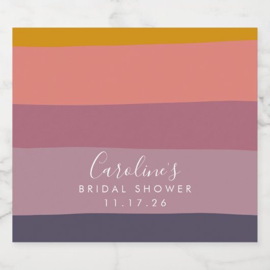 Modern Geometric Dusty Lila Custom Vrijgezellenfee Likeurfles Etiket (Enkel label)