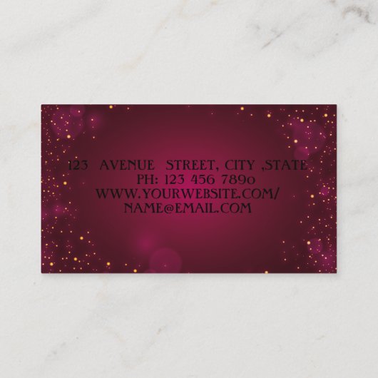 Modern Geometric, Elegant, Gold Lijst Red Visitekaartje (Achterkant)