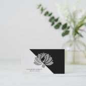 Modern Geometric, Elegant Silver Glitter Lotus Visitekaartje (Staand voorkant)