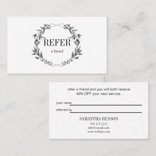 Modern Geometric Floral Aanbevelingskaartje (Voorkant / Achterkant)