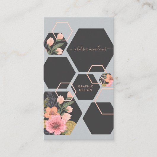 Modern Geometric Floral | Honingraat Visitekaartje (Voorkant)