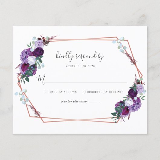 Modern Geometric Floral Paars Script Weduwschap RS (Voorkant)