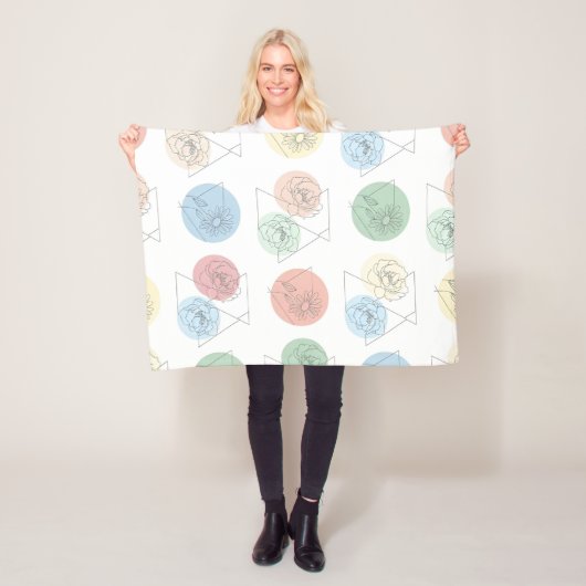 Modern Geometric Floral Pattern Throw Blanket Fleece Deken (In situ)
