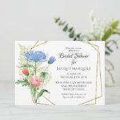 Modern geometric Floral roze n Blue Vrijgezellenfe Kaart (Staand voorkant)