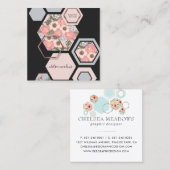 Modern Geometric Floral | Square Honey Comb Vierkante Visitekaartje (Voorkant / Achterkant)