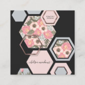 Modern Geometric Floral | Square Honey Comb Vierkante Visitekaartje (Voorkant)