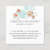 Modern Geometric Floral | Square Honey Comb Vierkante Visitekaartje (Achterkant)