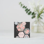 Modern Geometric Floral | Square Honey Comb Vierkante Visitekaartje (Staand voorkant)