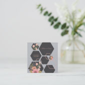 Modern Geometric Floral | Square Honey Comb Vierkante Visitekaartje (Staand voorkant)