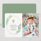 Modern Geometric Foliage Photo Baptisme Hartelijk  Bedankkaart (Voorkant / Achterkant)